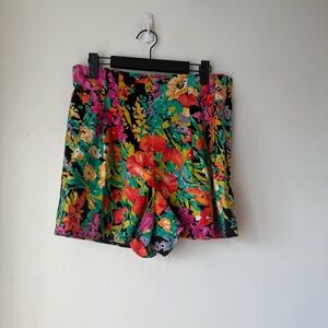 Vintage 90s Byer California Black Colorful Floral Shorts L